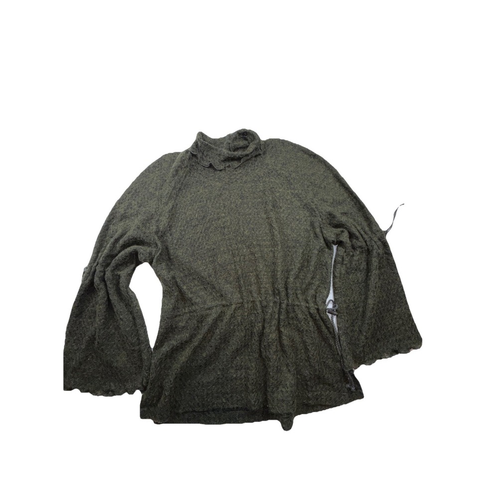 Heaslip Womens Green Wool Blend Textured Cloche Sweater Bell Sleeve